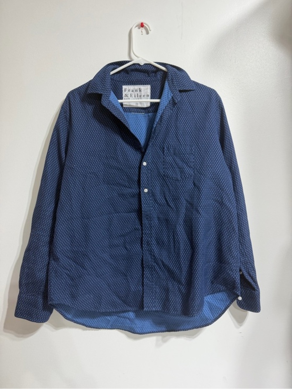 Frank & Eileen Mens Blue Sailboat Print Button Down Shirt Size Medium Long Sleev